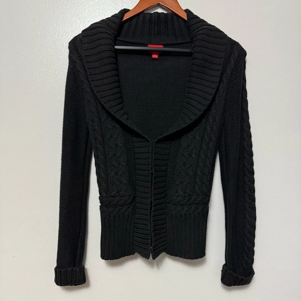 Mossimo Supply Co Cable Knit Sweater Cardigan Chunky Women’s Small Black Shawl